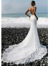 Luxury Ivory Lace Backless Romantic Wedding Dress